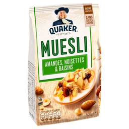 QUAKER céréales muesli amandes, noisettes & raisins: le paquet de 500g