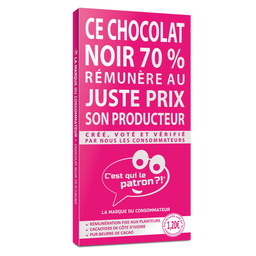 C'EST QUI LE PATRON Dark chocolate 70% pure cocoa butter 90 g