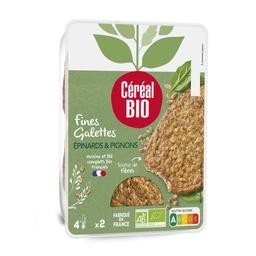 CÉRÉAL BIO Galettes fines épinards pignons 2 pièces 180 g