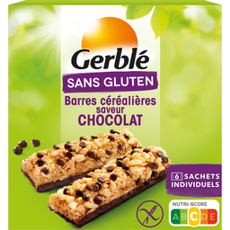 GERBLE Barre de céréales saveur chocolat sans gluten 132 g