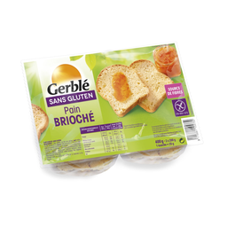 GERBLE Pain brioché sans gluten 2 étuis de 200 g