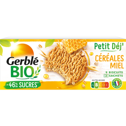 GERBLE BIO Biscuit petit'dej céréales miel GERBLE BIO