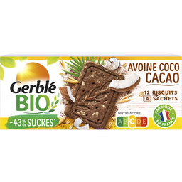 GERBLE BIO Biscuits avoine cacao coco GERBLE BIO - 4x3, 132g