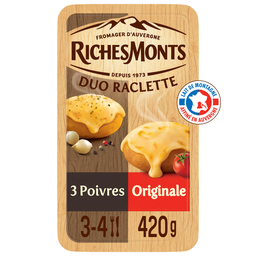 RICHESMONTS Fromage à raclette Duo 3 Poivres et Classique