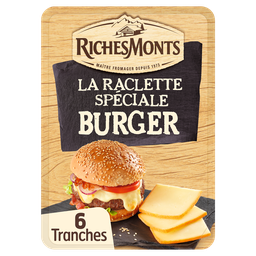 RICHESMONTS Fromage à raclette nature pour burger en tranches 6 tranches 140g