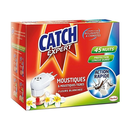 Catch Expert Diffuseur Electrique Liquide Anti-Moustiques & Moustiques Tigres Parfum Fleurs Blanches - 45 Nuits