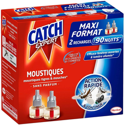 Catch Recharges Diffuseur Électrique Anti-Moustiques & Mouches, Efficace 45 Nuits : La Boite De 2