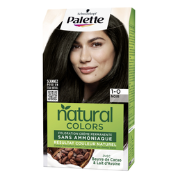 SCHWARZKOPF Coloration Permanente 1.0 Noir Sans Ammoniaque Crème Beurre de Karité Natural Colors Palette