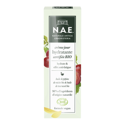 N.A.E Crème Hydratation Anti-Fatigue Visage Tous Types de Peaux à l'Huile de Pépins de Raisin Bio et Huile de Tournesol Bio