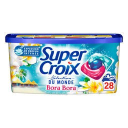 SUPER CROIX Lessive Capsule Bora-Bora 2En1 la boîte de 28 capsules