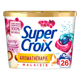 SUPER CROIX Lessive Capsule Aromathérapie Malaisie 2En1, la boîte de 26 capsules