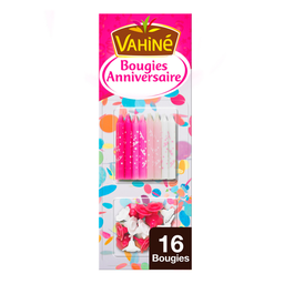 VAHINE Velas de aniversário rosas ou azuis 16 velas