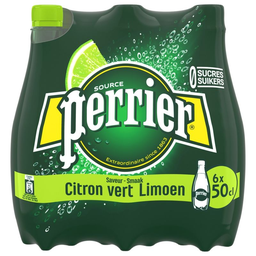 PERRIER eau gazeuse aromatisée citron vert sans sucres: le pack de 6 bouteilles 50cl