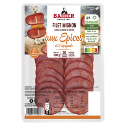 BAHIER Filet mignon fumé et aux épices à l'Espagnole 20 tranches 100g