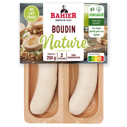 BAHIER Boudin blanc nature com leite fresco 250 g