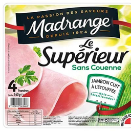 MADRANGE 4 Tranches Jambon Superieur Sans Couenne Cuit Nature 160