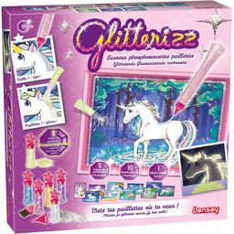 LANSAY Actividad creativa Glitterizz Unicornios Fosforescentes para purpurina el kit