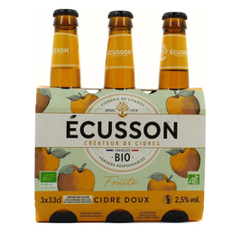 ECUSSON Cidre doux fruité bio 3x33 cl