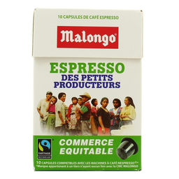 MALONGO 10 Cápsulas Café Molido P'tits Producteurs 10 unidades