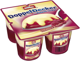 MÜLLER Doppeldecker Himbeer & Vanilla 4 x 125 g