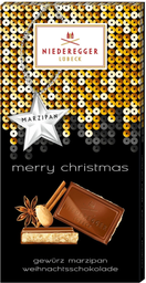 NIEDEREGGER christmas marzipan weihnachtsschokolade "merry christmas" 110g