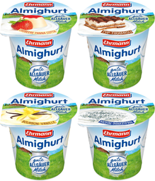 EHRMANN Almighurt Sortido Tiramisu/Vanille/Mohn-Marzipan/Erdbeere Panna Cotta 20x150g