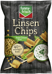 FUNNY FRISCH linsen chips sour cream 90g, 12 pcs