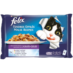 FELIX Paté para Gato Deshilachados Carne Pescado 4 x 100 g