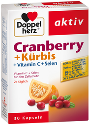 DOPPELHERZ Cranberry + Kürbis + Vitamin C + Selen 30 Kapseln
