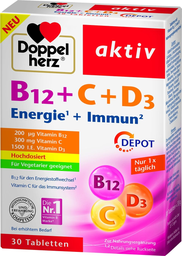 DOPPELHERZ B12 + C + D3 Energie + Immun 30 Kapseln