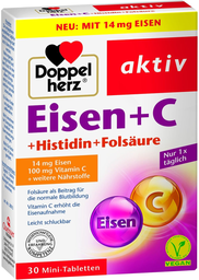 DOPPELHERZ Eisen + C + Histidin + Folsäure 30 Tabletten