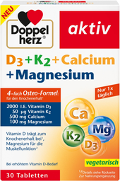 DOPPELHERZ D3 + K2 + Calcium + Magnesium 30 Tabletten