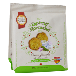 BISCUITERIE DE L'ABBAYE Biscuits apéritifs Normand à la crème fraiche BISCUITERIE DE L'ABBAYE