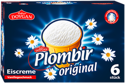 PLOMBIR eiscreme mit vanillegeschmack im waffelbecher 6X120ml