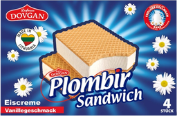 PLOMBIR sandwich eiscreme mit vanillegeschmack 4X180ml