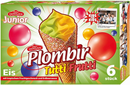 PLOMBIR eiscreme tutti-frutti im waffelbecher 6X100ml