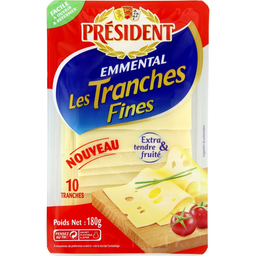 PRESIDENT Queijo em Fatias Emmental 180 g