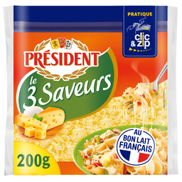 PRESIDENT Queso Rallado 3 Sabores 200 g