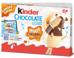 KINDER Glaces Bâtonnets Chocolat Caramel et Lait 4 bâtonnets