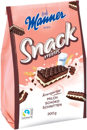 MANNER snack minis milch schoko waffeln 300g, 5 pcs
