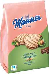 MANNER haselnuss törtchen waffeln mit kakao-haselnusscreme 400g