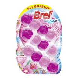 BREF Bloc WC Brillant Gel 4en1 Rose du Matin, le pack de 3 blocs