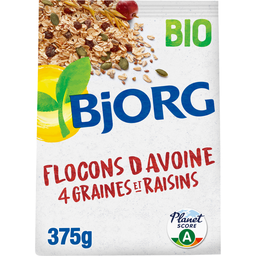 BJORG Copos de avena 4 semillas y pasas 375 g