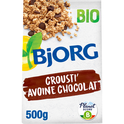 BJORG Cereales crujientes de avena y chocolate negro bio 500 g