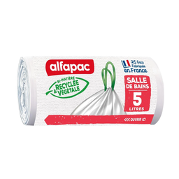 ALFAPAC Bolsas de Basura Coulissac Végétal Origin con Cierre Ajustable 5 L x25