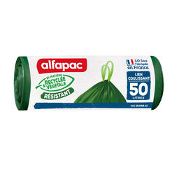 ALFAPAC Bolsas de basura con autocierre 50 L x10
