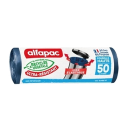 ALFAPAC Bolsa de Basura con Cierre Elástico Ultra-Resistente 50 L (les 10 sacs)