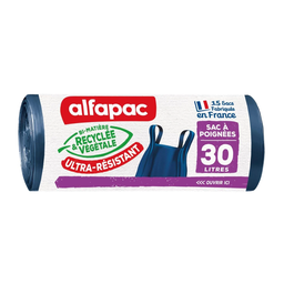 ALFAPAC Bolsas de basura con asas ultra-resistentes 30 L (x15)