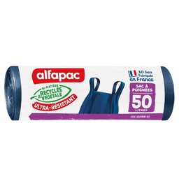 ALFAPAC Bolsas de basura con asas ultra-resistentes 50 L x10