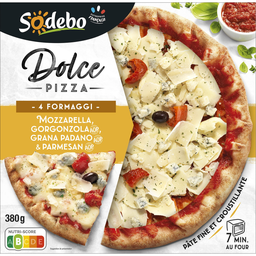 SODEBO Pizza Dolce 4 formaggi mozzarella gorgonzola grana padano parmesan 380 g